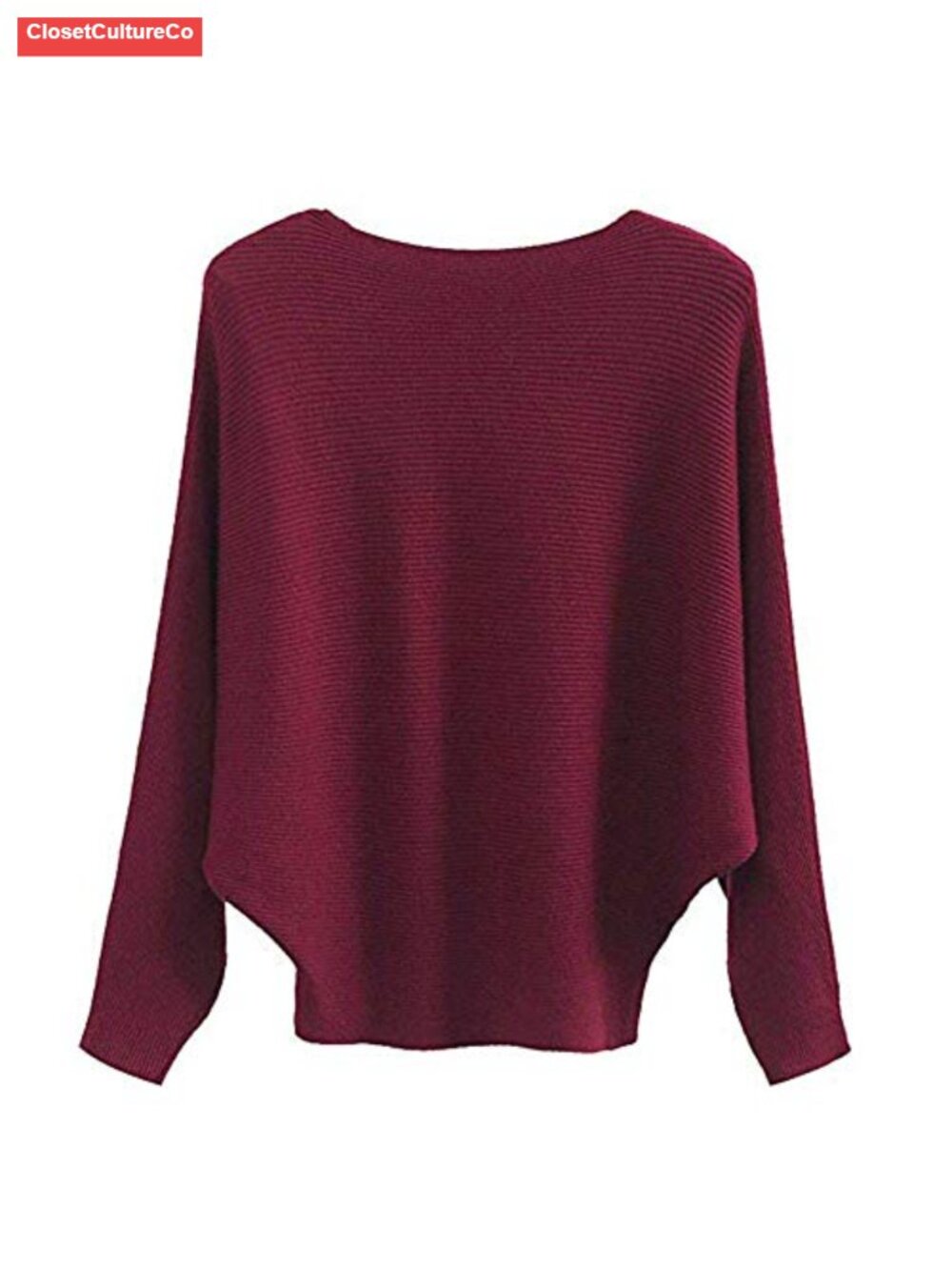Women's Boat Neck Dolman Batwing Knit Pullover Sweater Relaxed Fit
